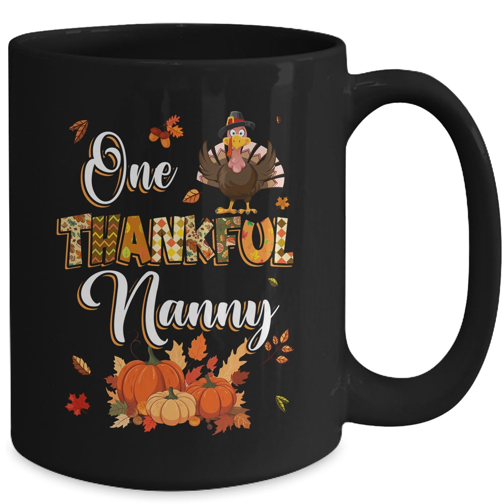 One Thankful Nanny Fall Leaves Autumn Grandma Thanksgiving Mug | siriusteestore