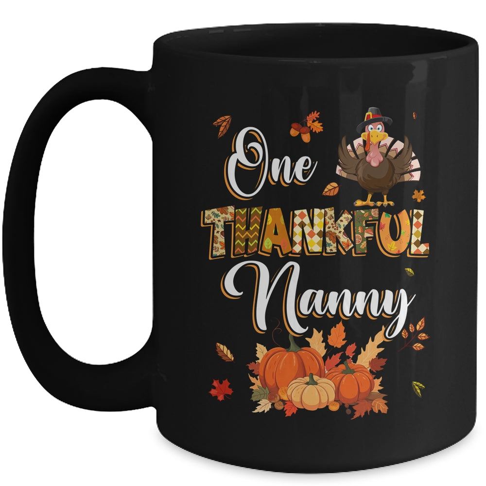 One Thankful Nanny Fall Leaves Autumn Grandma Thanksgiving Mug | siriusteestore