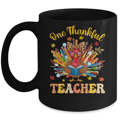 One Thankful Teacher Thanksgiving Cute Turkey Fall Season Mug | siriusteestore