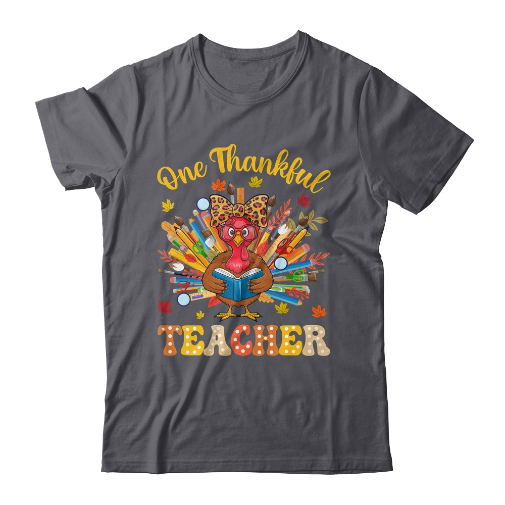 One Thankful Teacher Thanksgiving Cute Turkey Fall Season Shirt & Sweatshirt | siriusteestore