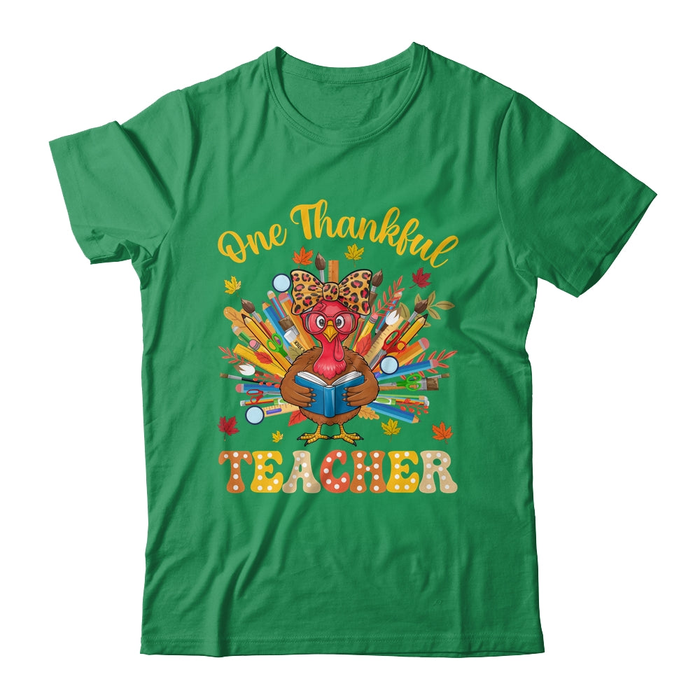 One Thankful Teacher Thanksgiving Cute Turkey Fall Season Shirt & Sweatshirt | siriusteestore