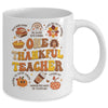 One Thankful Teacher Thanksgiving Retro Groovy Fall Teachers Mug | siriusteestore