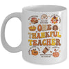 One Thankful Teacher Thanksgiving Retro Groovy Fall Teachers Mug | siriusteestore