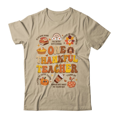 One Thankful Teacher Thanksgiving Retro Groovy Fall Teachers Shirt & Sweatshirt | siriusteestore