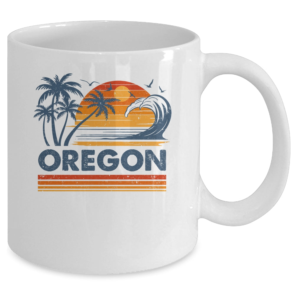 Oregon Vacation Sunset Cute 70s Vintage Retro Beach Mug | siriusteestore