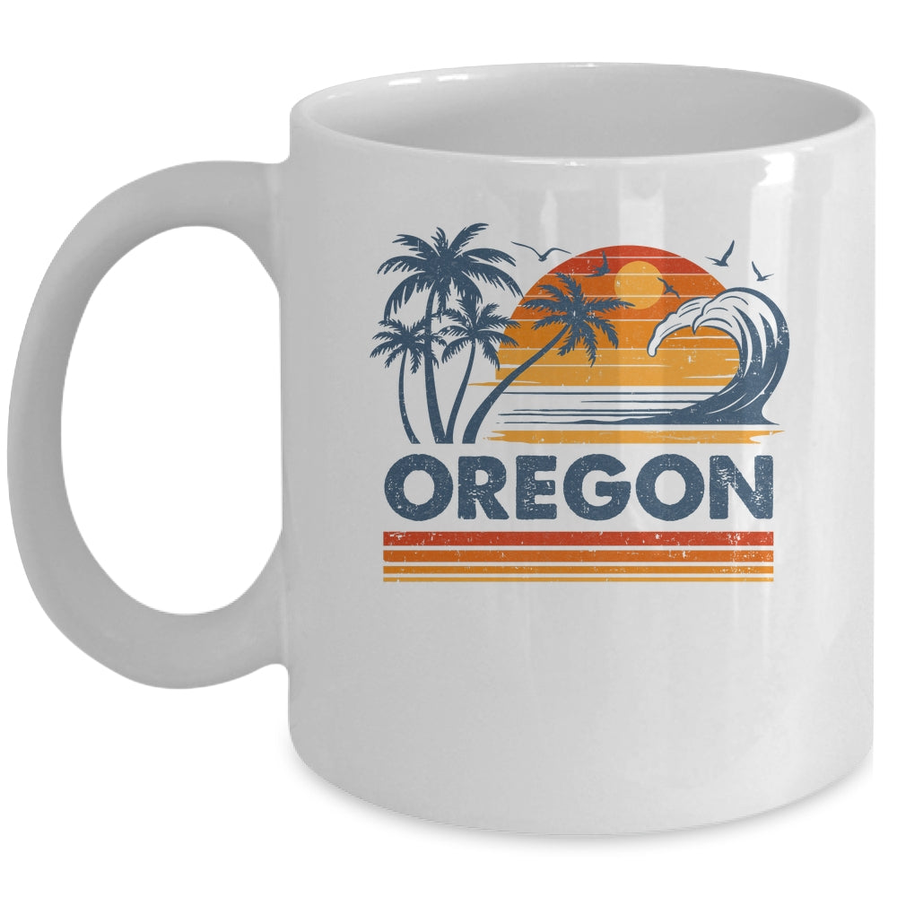 Oregon Vacation Sunset Cute 70s Vintage Retro Beach Mug | siriusteestore