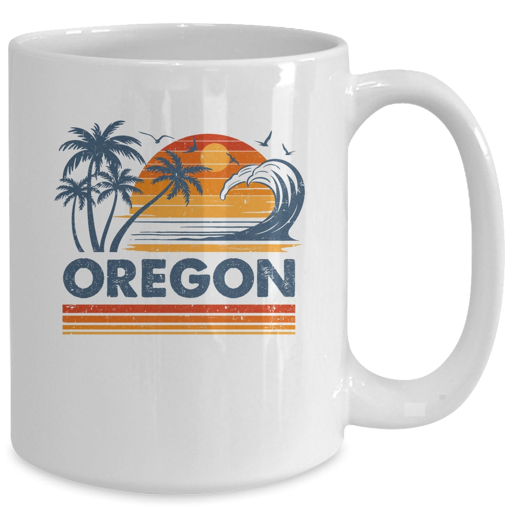 Oregon Vacation Sunset Cute 70s Vintage Retro Beach Mug | siriusteestore
