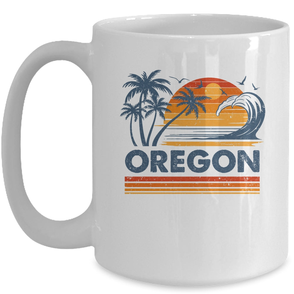Oregon Vacation Sunset Cute 70s Vintage Retro Beach Mug | siriusteestore