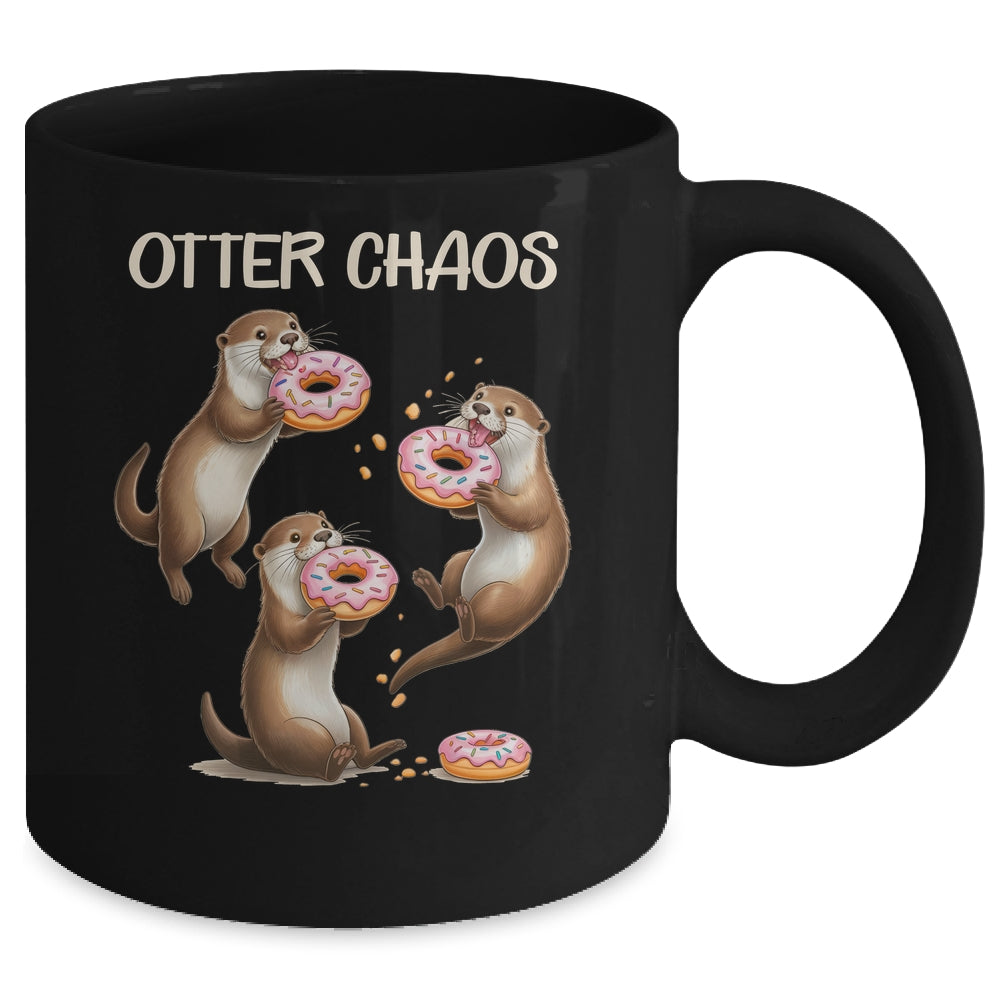 Otter Chaos Funny Sea Otters Doughnut Pun Animal Lover Mug | siriusteestore