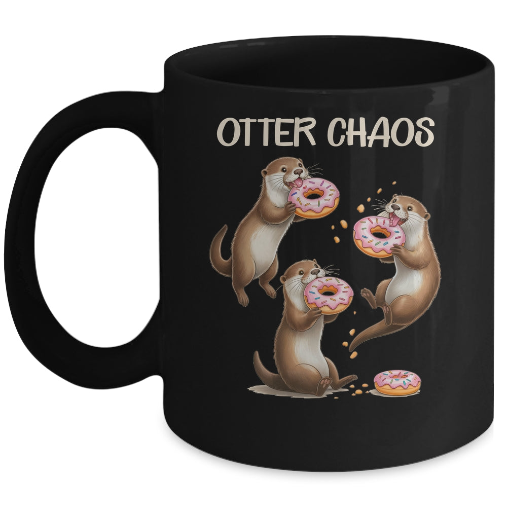 Otter Chaos Funny Sea Otters Doughnut Pun Animal Lover Mug | siriusteestore