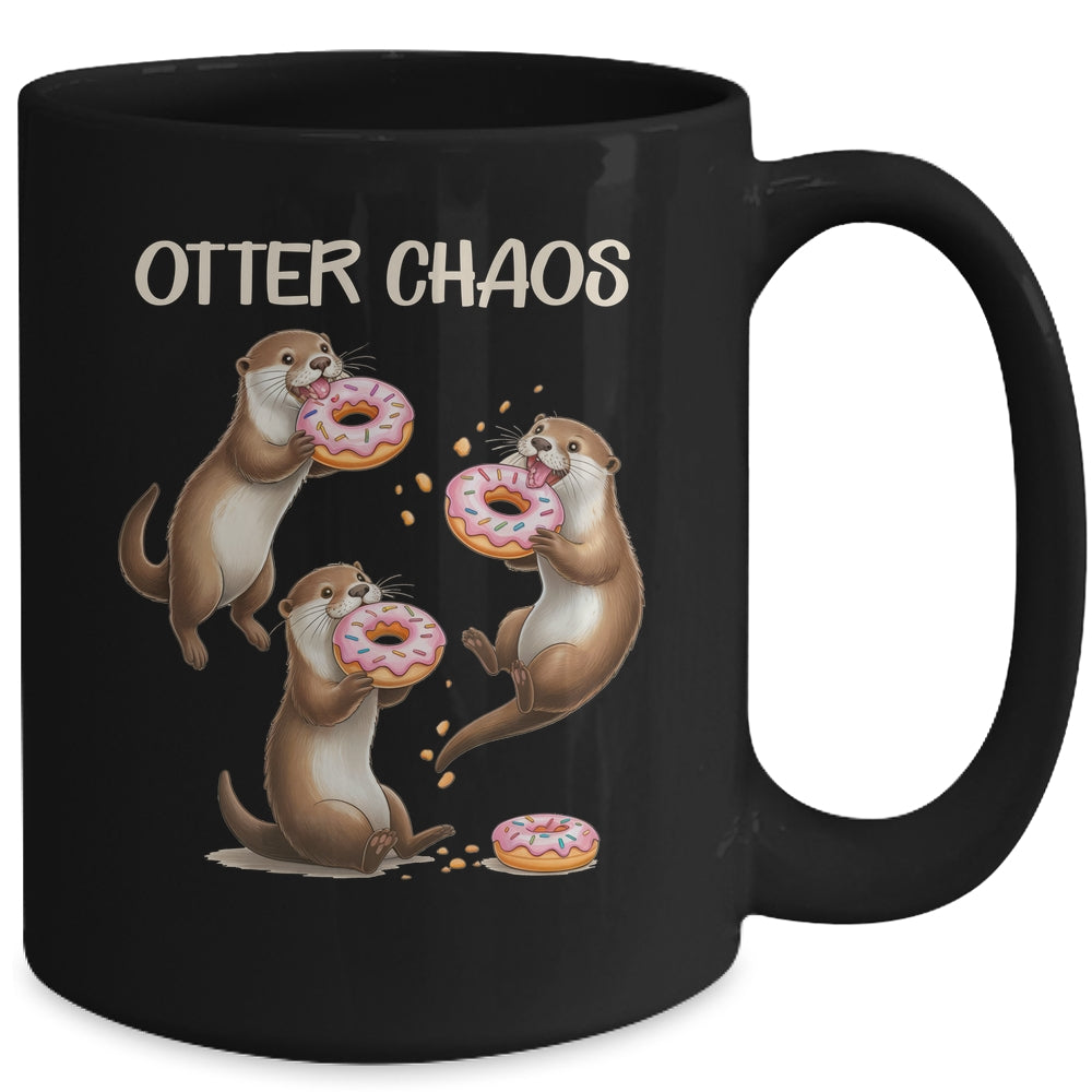 Otter Chaos Funny Sea Otters Doughnut Pun Animal Lover Mug | siriusteestore