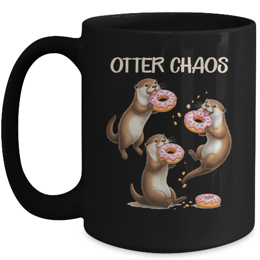 Otter Chaos Funny Sea Otters Doughnut Pun Animal Lover Mug | siriusteestore