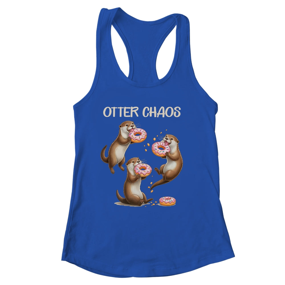 Otter Chaos Funny Sea Otters Doughnut Pun Animal Lover Shirt & Tank Top | siriusteestore