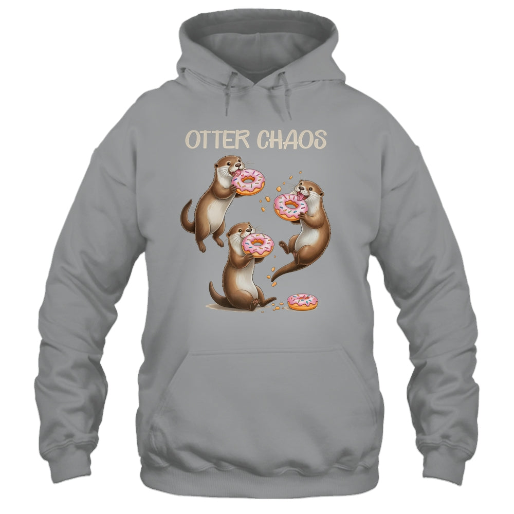 Otter Chaos Funny Sea Otters Doughnut Pun Animal Lover Shirt & Tank Top | siriusteestore