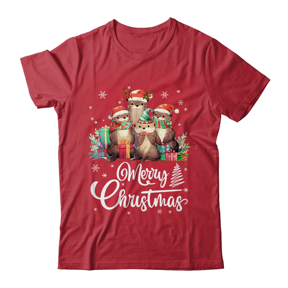 Otter Christmas Funny Xmas Lights Animals Lover Shirt & Sweatshirt | siriusteestore