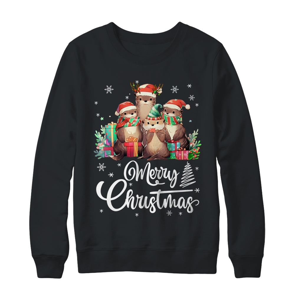 Otter Christmas Funny Xmas Lights Animals Lover Shirt & Sweatshirt | siriusteestore