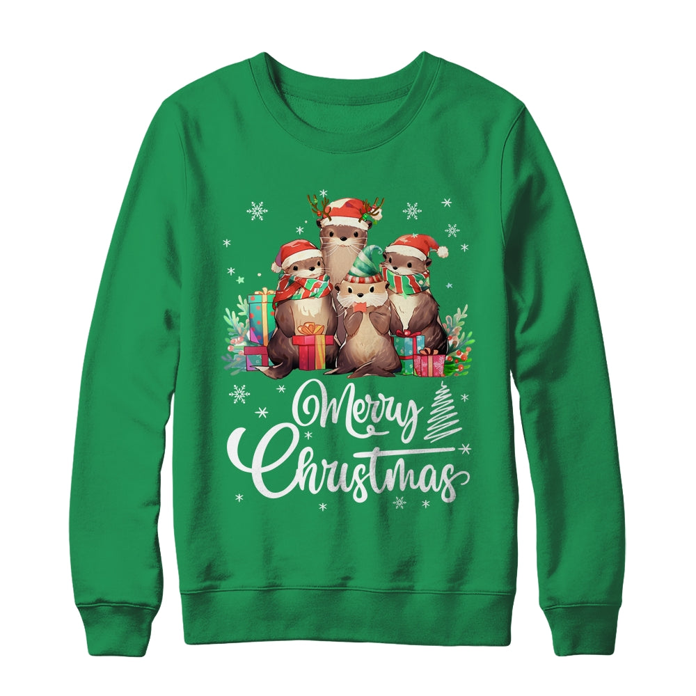 Otter Christmas Funny Xmas Lights Animals Lover Shirt & Sweatshirt | siriusteestore
