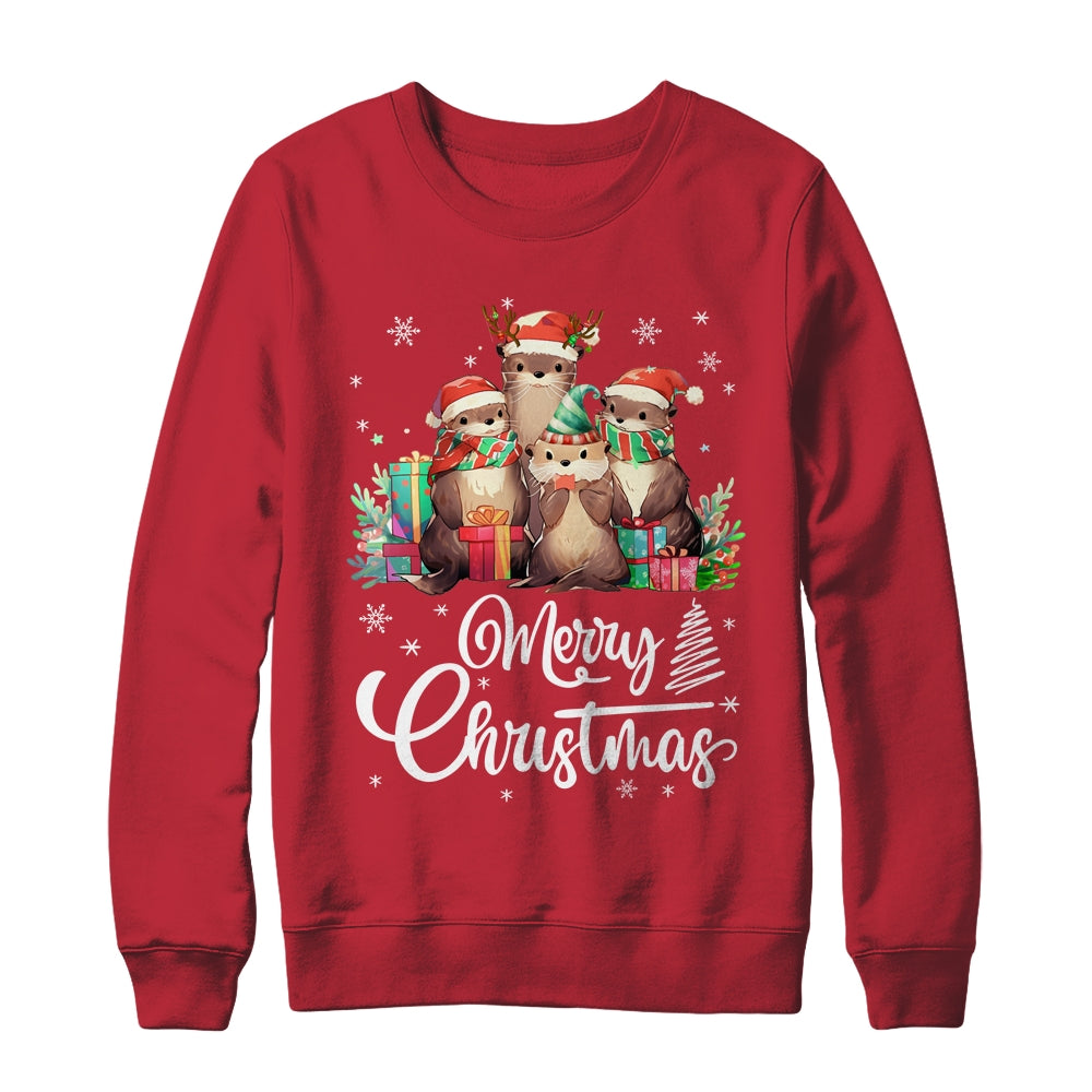Otter Christmas Funny Xmas Lights Animals Lover Shirt & Sweatshirt | siriusteestore