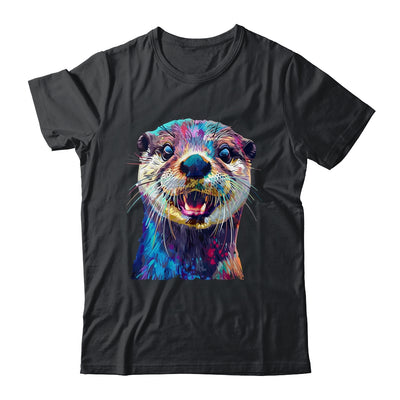 Otter Face Colorful River Sea Animal Art Lover Cute Black Shirt & Tank Top | siriusteestore