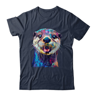 Otter Face Colorful River Sea Animal Art Lover Cute Black Shirt & Tank Top | siriusteestore