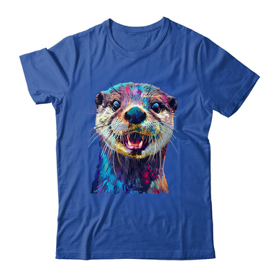 Otter Face Colorful River Sea Animal Art Lover Cute Black Shirt & Tank Top | siriusteestore