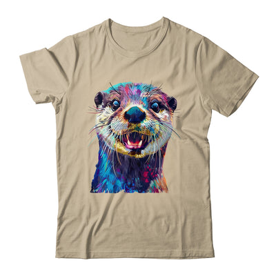 Otter Face Colorful River Sea Animal Art Lover Cute Black Shirt & Tank Top | siriusteestore
