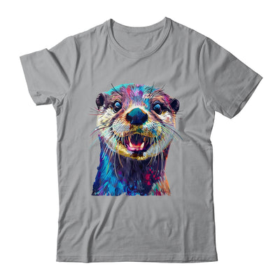 Otter Face Colorful River Sea Animal Art Lover Cute Black Shirt & Tank Top | siriusteestore