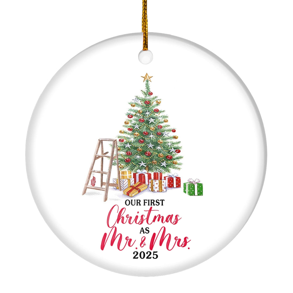 Our First Christmas As Mr And Mrs 2025 Christmas Tree For Wedding Newlywed Couple 2025 Christmas Tree Ornament | siriusteestore