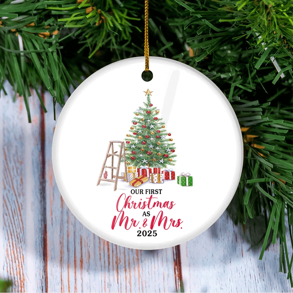 Our First Christmas As Mr And Mrs 2025 Christmas Tree For Wedding Newlywed Couple 2025 Christmas Tree Ornament | siriusteestore