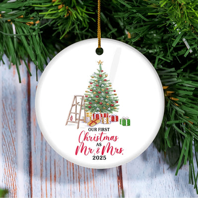 Our First Christmas As Mr And Mrs 2025 Christmas Tree For Wedding Newlywed Couple 2025 Christmas Tree Ornament | siriusteestore