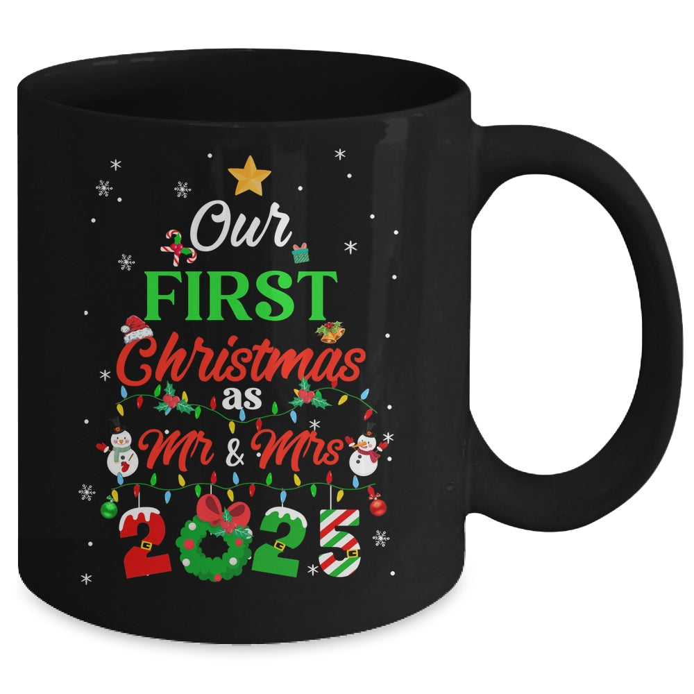 Our First Christmas As Mr And Mrs 2025 Couple Wife Husband Mug | siriusteestore