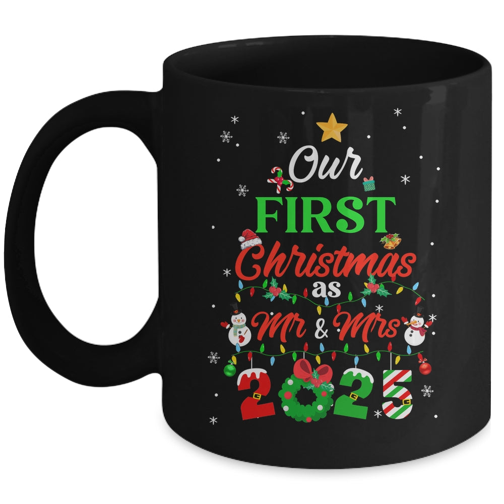 Our First Christmas As Mr And Mrs 2025 Couple Wife Husband Mug | siriusteestore
