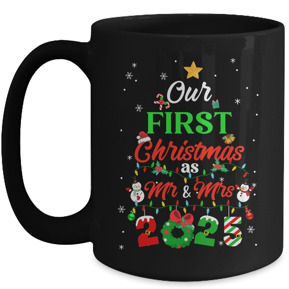 Our First Christmas As Mr And Mrs 2025 Couple Wife Husband Mug | siriusteestore