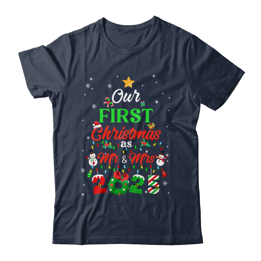 Our First Christmas As Mr And Mrs 2025 Couple Wife Husband Shirt & Sweatshirt | siriusteestore