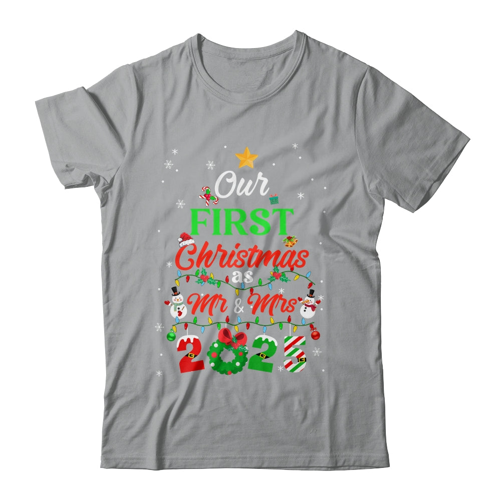 Our First Christmas As Mr And Mrs 2025 Couple Wife Husband Shirt & Sweatshirt | siriusteestore