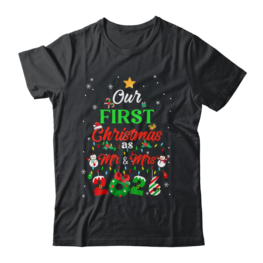 Our First Christmas As Mr And Mrs 2026 Couple Wife Husband Shirt & Sweatshirt | siriusteestore