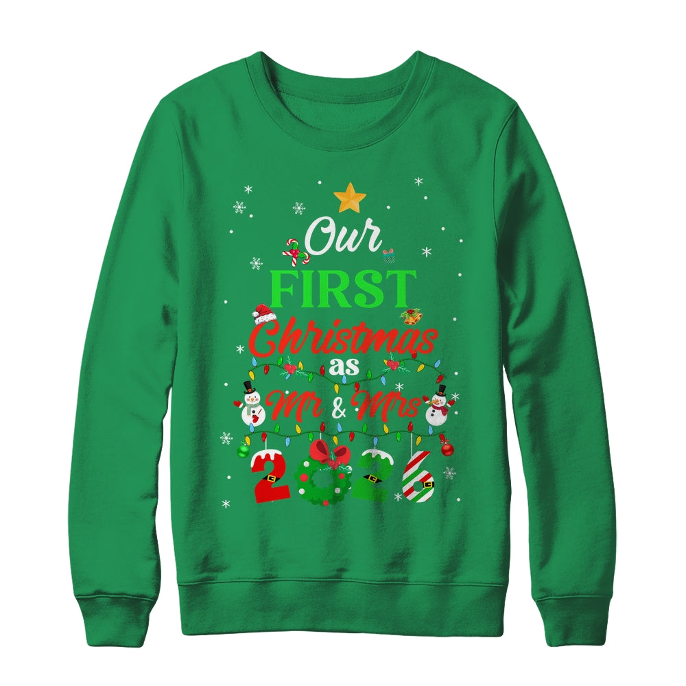 Our First Christmas As Mr And Mrs 2026 Couple Wife Husband Shirt & Sweatshirt | siriusteestore