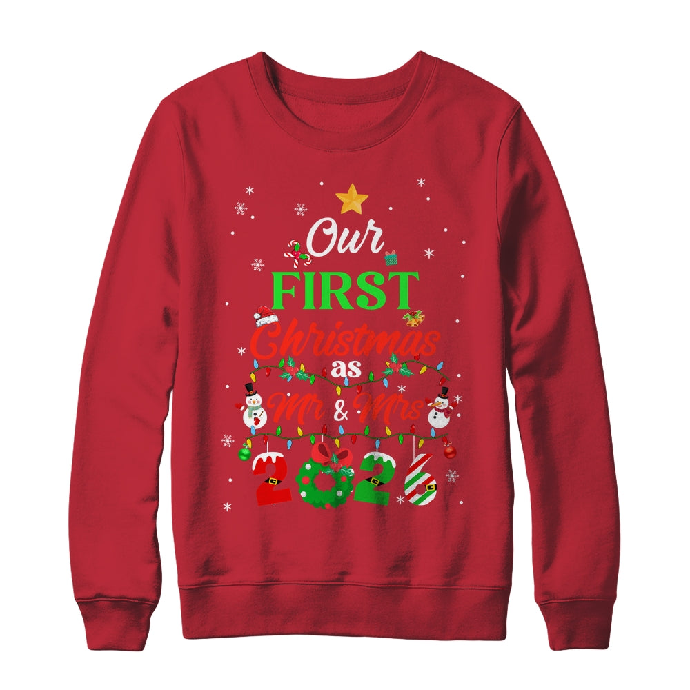 Our First Christmas As Mr And Mrs 2026 Couple Wife Husband Shirt & Sweatshirt | siriusteestore