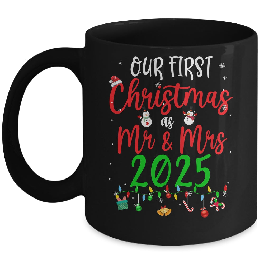 Our First Christmas As Mr Mrs 2025 Funny Christmas Couples Mug | siriusteestore