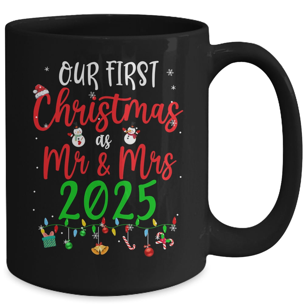 Our First Christmas As Mr Mrs 2025 Funny Christmas Couples Mug | siriusteestore