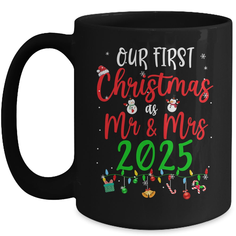 Our First Christmas As Mr Mrs 2025 Funny Christmas Couples Mug | siriusteestore