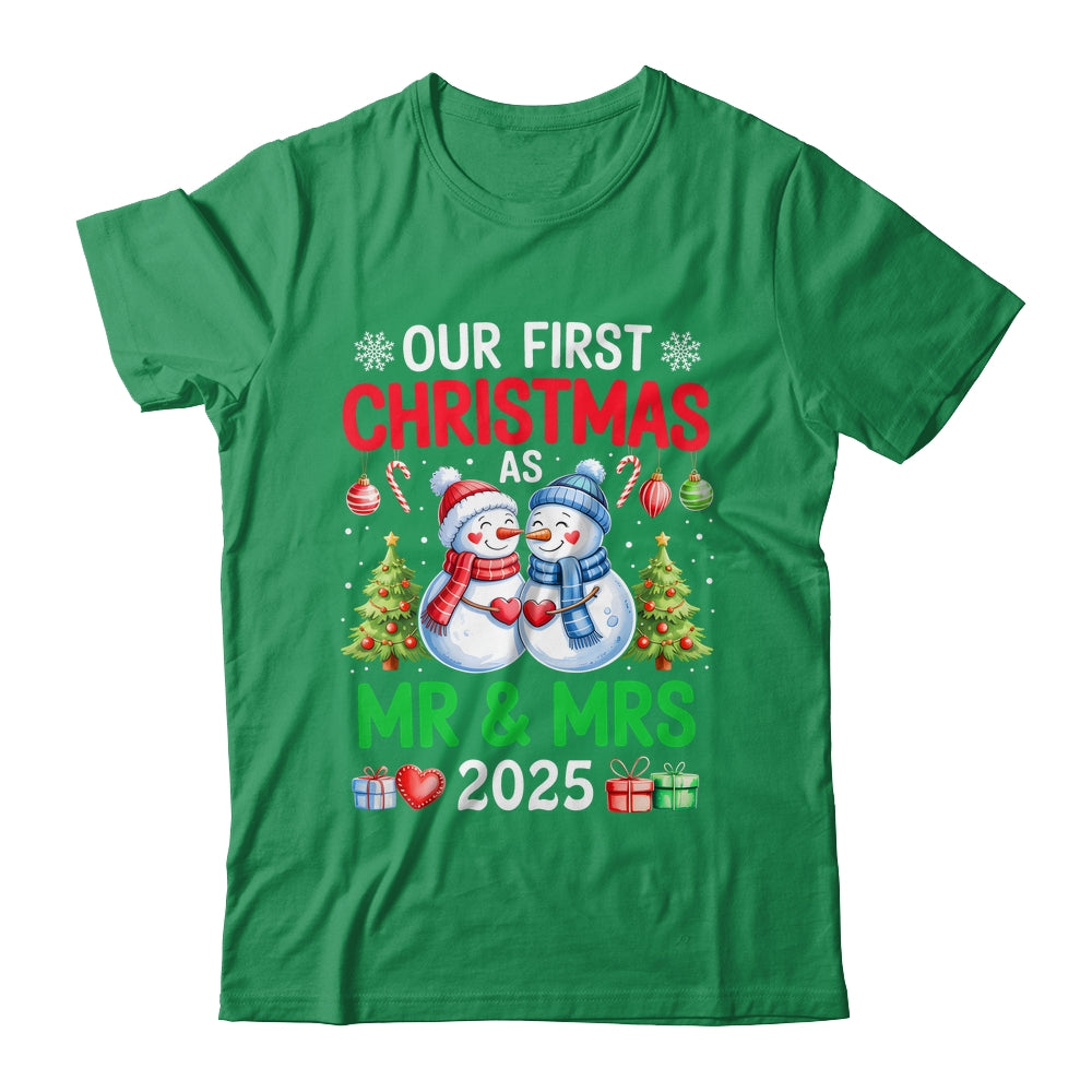 Our First Christmas As Mr & Mrs 2025 Snowman Couple Matching Shirt & Sweatshirt | siriusteestore