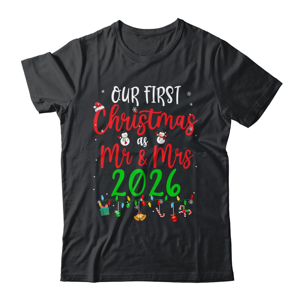 Our First Christmas As Mr Mrs 2026 Funny Christmas Couples Shirt & Sweatshirt | siriusteestore
