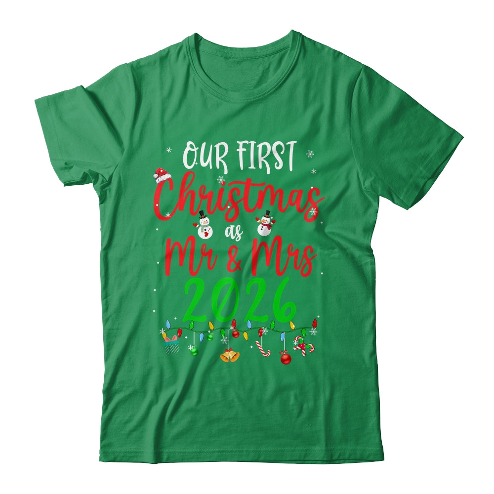 Our First Christmas As Mr Mrs 2026 Funny Christmas Couples Shirt & Sweatshirt | siriusteestore