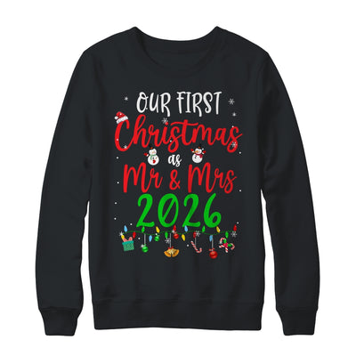 Our First Christmas As Mr Mrs 2026 Funny Christmas Couples Shirt & Sweatshirt | siriusteestore