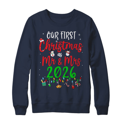 Our First Christmas As Mr Mrs 2026 Funny Christmas Couples Shirt & Sweatshirt | siriusteestore
