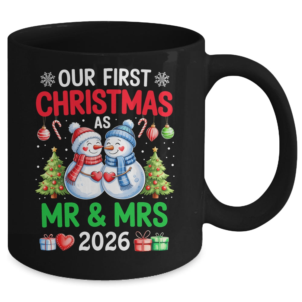 Our First Christmas As Mr & Mrs 2026 Snowman Couple Matching Mug | siriusteestore