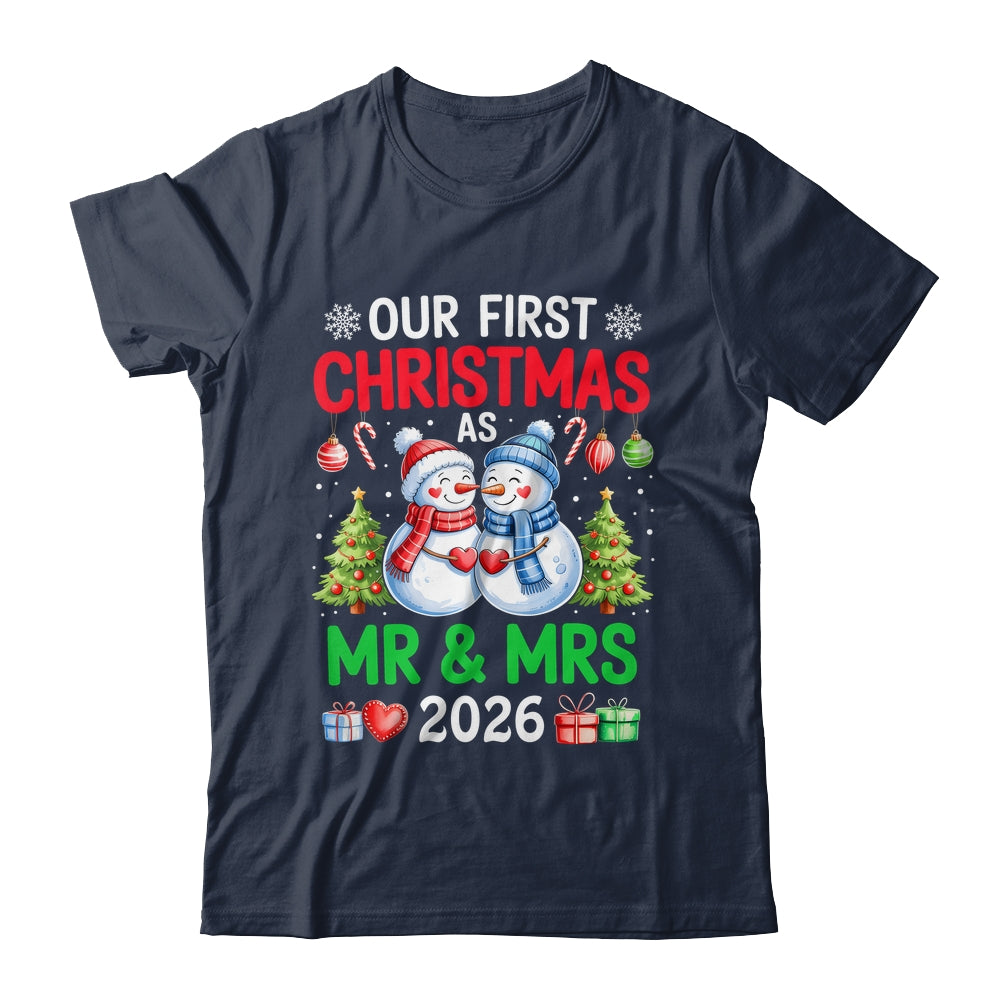 Our First Christmas As Mr & Mrs 2026 Snowman Couple Matching Shirt & Sweatshirt | siriusteestore