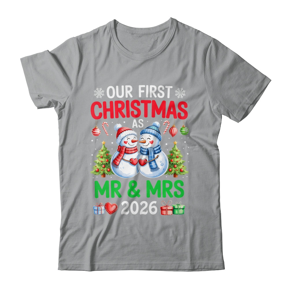 Our First Christmas As Mr & Mrs 2026 Snowman Couple Matching Shirt & Sweatshirt | siriusteestore