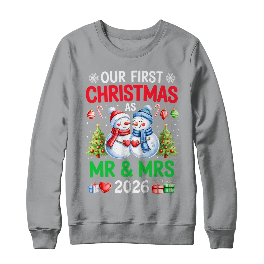 Our First Christmas As Mr & Mrs 2026 Snowman Couple Matching Shirt & Sweatshirt | siriusteestore